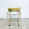 1960's Mid Century Wrought Iron Stool With Vinyl Rose Pattern Seat