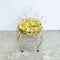 1960's Mid Century Wrought Iron Stool With Vinyl Rose Pattern Seat