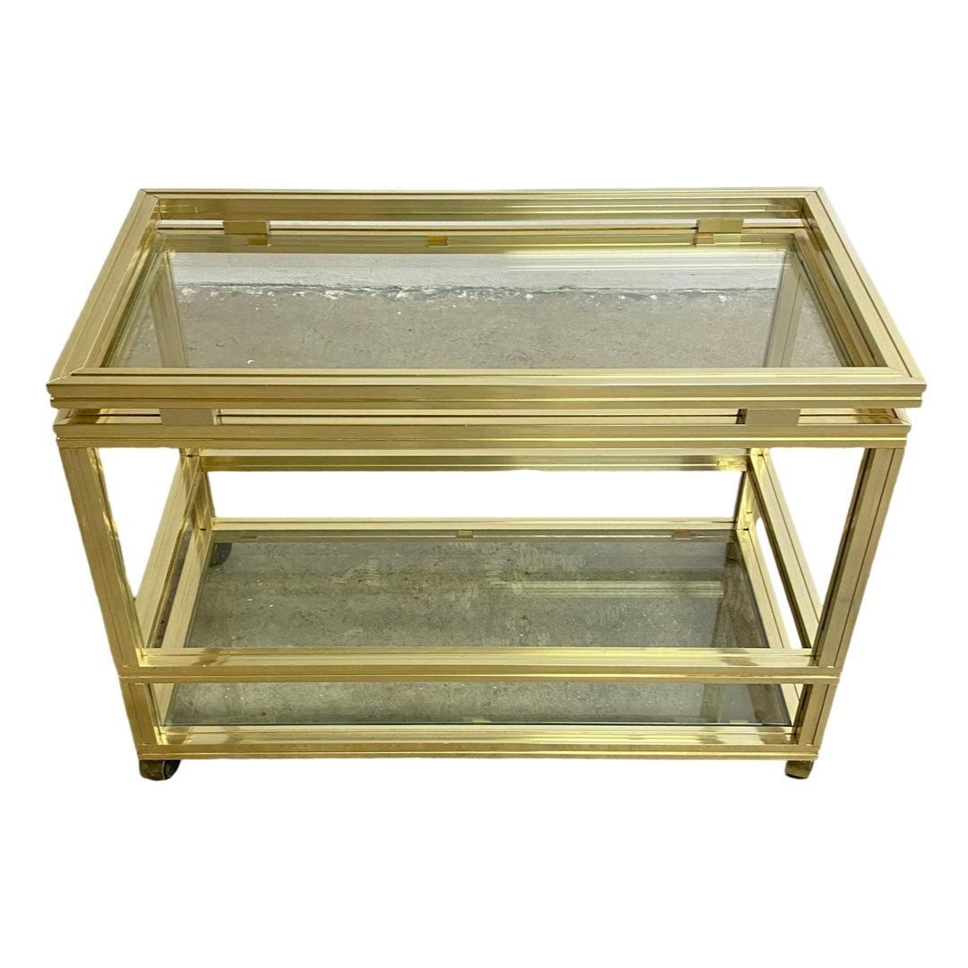 1970's Hollywood Regency Style Gold Drinks Trolley Or Side Table By Pierre Vandel Paris