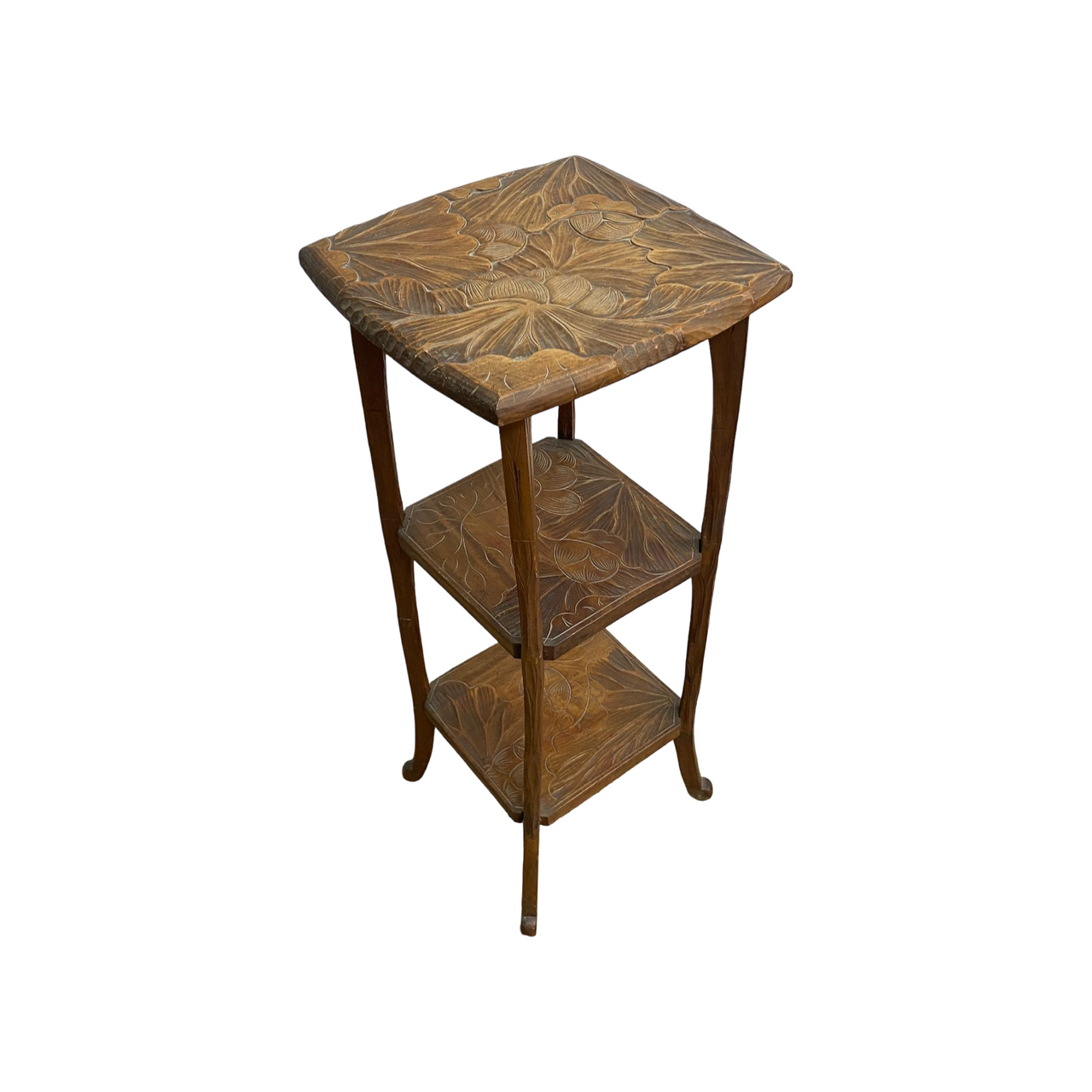 Antique Arts And Crafts Japanese Hand Carved Side Table for Liberty London
