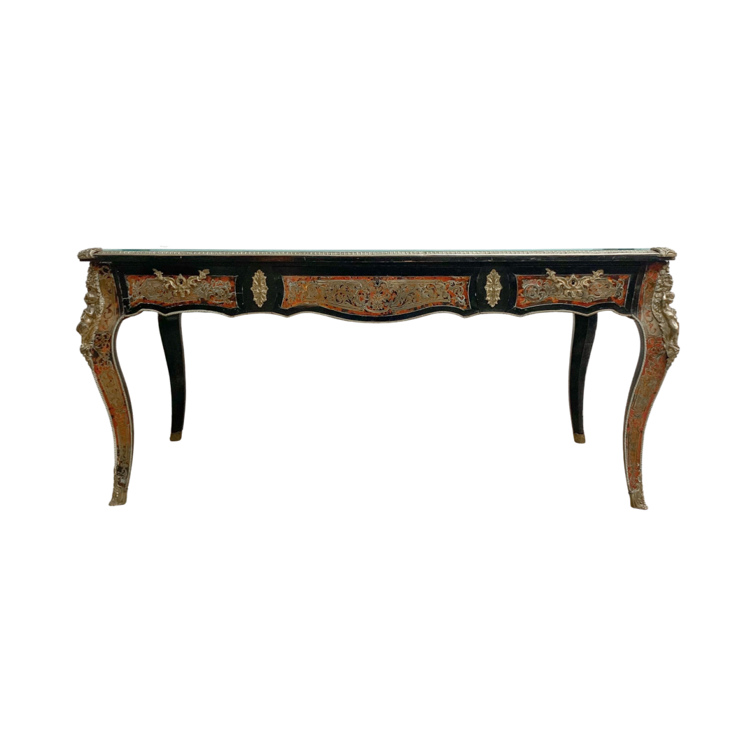Antique Bureau Plat 19th Century Boulle Writing Desk