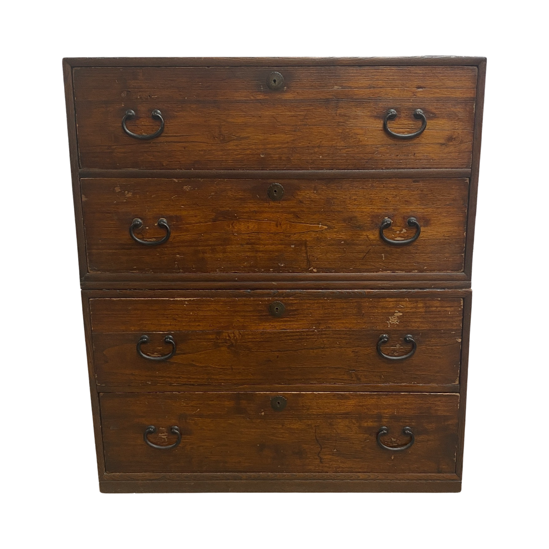 Antique Japanese 2 Section Tansu Chest Of Drawers