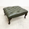 Antique Queen Anne Leg Green Leather Foot Stool Rest