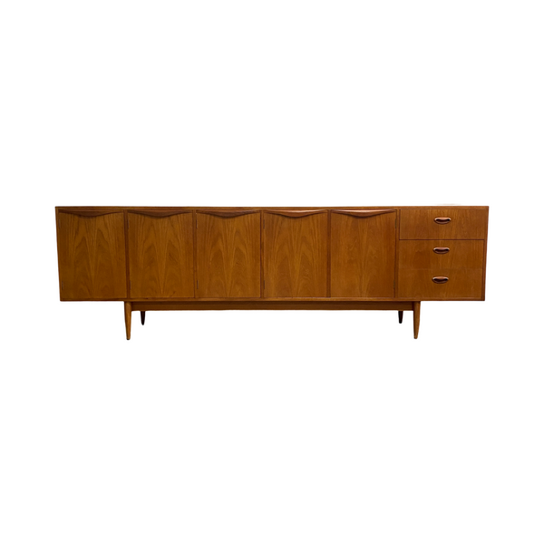 Mid Century Chiswell Wave Handle Teak Long Sideboard - Professionally Restored