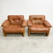 Coronado Lounge Armchair In Tan Leather By Tobia Scarpa For B&B Italia c1960s