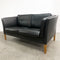 Danish Black Leather Two Seater Lounge