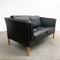 Danish Black Leather Two Seater Lounge