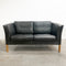 Danish Black Leather Two Seater Lounge