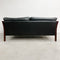 Danish Two Seater Black Leather Sofa
