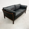 Danish Two Seater Black Leather Sofa