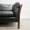 Danish Two Seater Black Leather Sofa