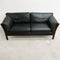 Danish Two Seater Black Leather Sofa