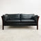 Danish Two Seater Black Leather Sofa
