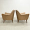 Pair Mid Century Australian 1960s Rose Gold Satin Look Vinyl Armchairs