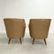 Pair Mid Century Australian 1960s Rose Gold Satin Look Vinyl Armchairs