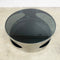 Modernist Coffee Table With Stainless Steel Base And Smokey Glass Top