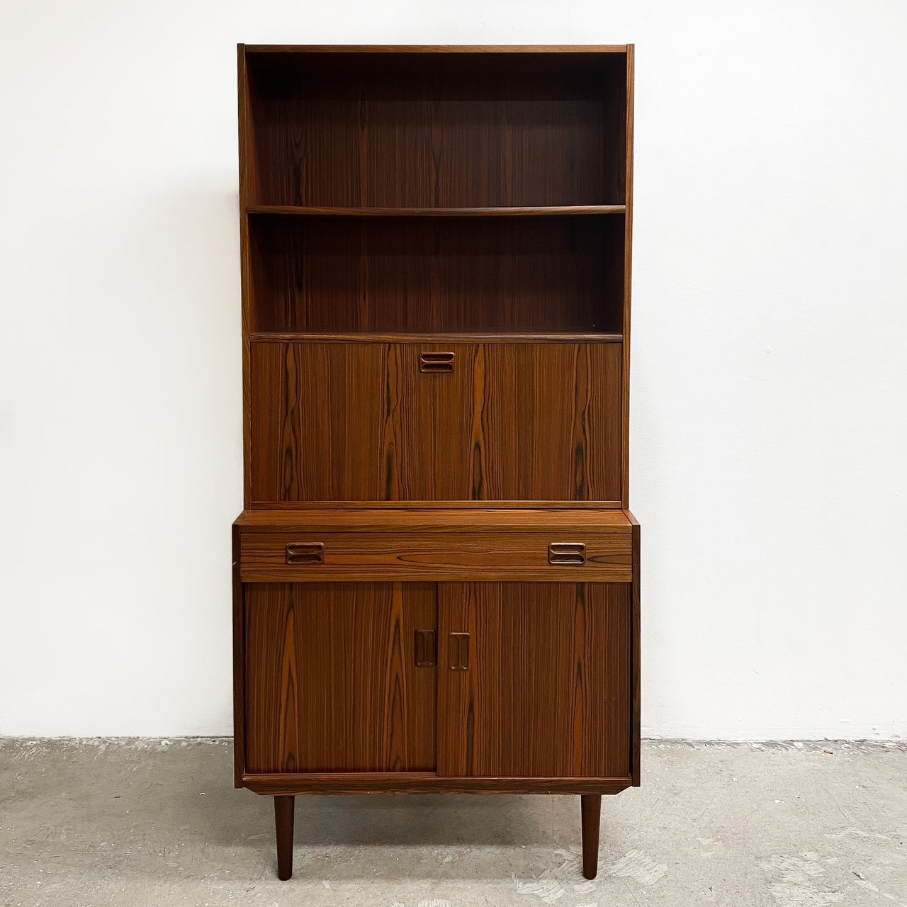 Mid Century Danish Brazilian Rosewood Shelves With Cabinet