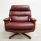 Mid Century Tessa Burgundy Leather Swivel Armchair