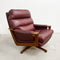 Mid Century Tessa Burgundy Leather Swivel Armchair