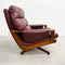 Mid Century Tessa Burgundy Leather Swivel Armchair