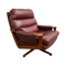 Mid Century Tessa Burgundy Leather Swivel Armchair