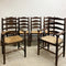 Set Of 6 Classic English Oak Ladderback Rush Dining Chairs