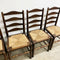Set Of 6 Classic English Oak Ladderback Rush Dining Chairs