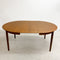 Mid Century Danish Teak Round Dining Table With Two Extension Leafs
