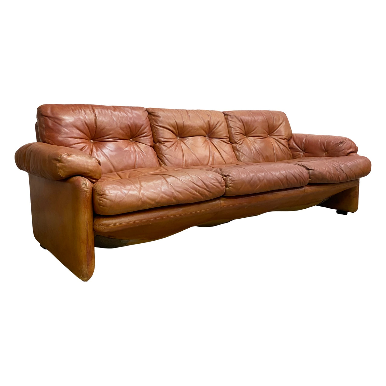 Coronado 3 Seater Leather Lounge By Tobia And Afra Scarpa For B&B Italia c1960s