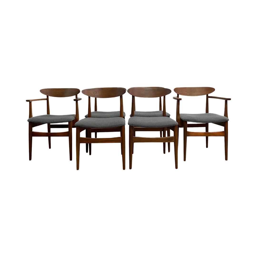 Set of 6 Mid Century Spade Back Dining Chairs