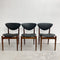 Set Of 6 Berryman Mid Century Black Vinyl Dining Chairs