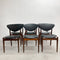 Set Of 6 Berryman Mid Century Black Vinyl Dining Chairs