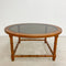 Mid Century Faux Bamboo Teak And Glass Top Coffee Table