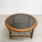 Mid Century Faux Bamboo Teak And Glass Top Coffee Table