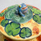 Mid Century Hand Painted Studio Pottery Lidded Pot with Blue Frog Figure