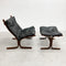 Mid Century Black Leather Siesta Chair With Footstool by Ingmar Relling