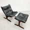 Mid Century Black Leather Siesta Chair With Footstool by Ingmar Relling