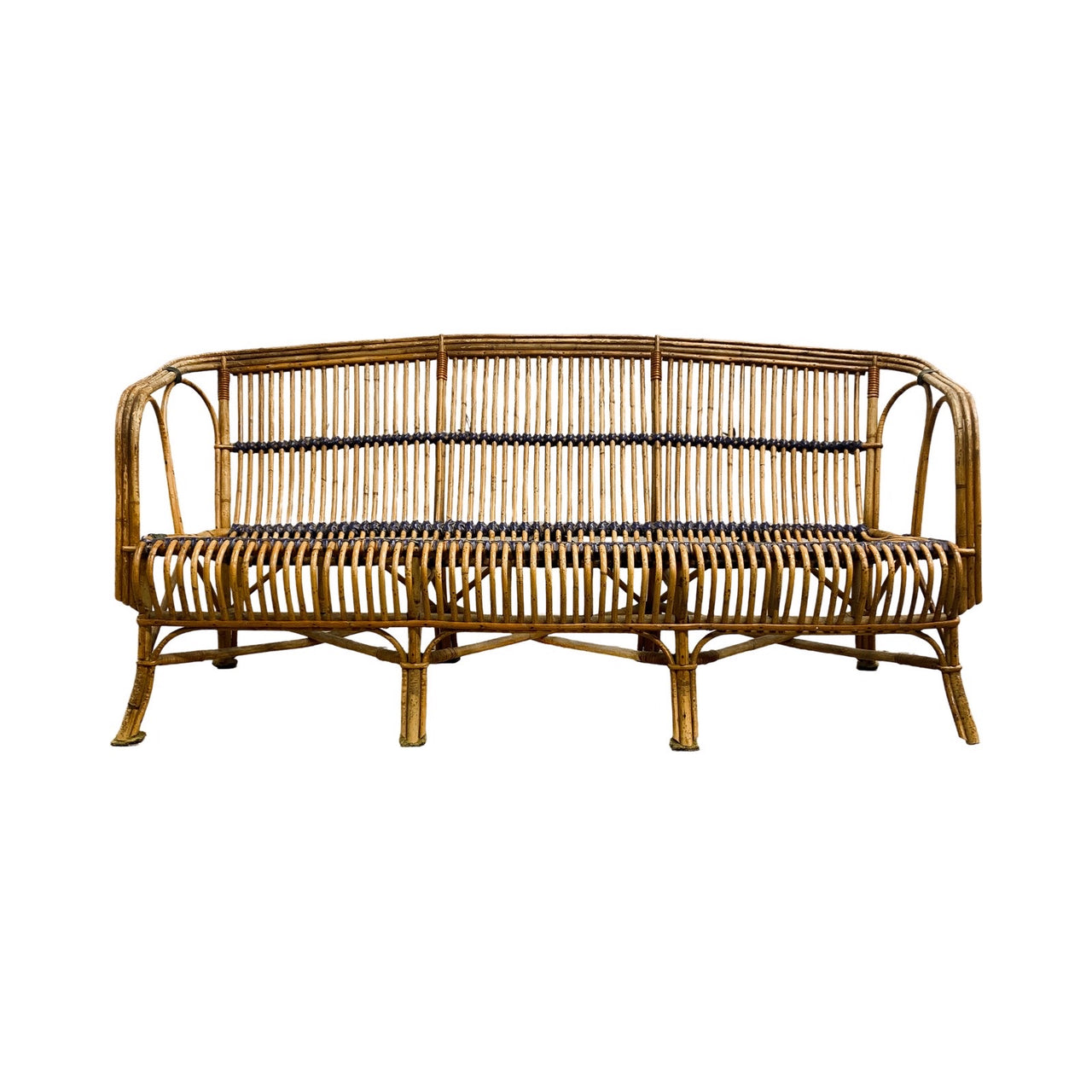 Antique 1930s Split Cane Sofa Lounge