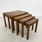 Mid Century Carved Top Solid Wood Nest of 4 Tables 1960s