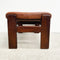 Mid Century Danish Footstool With Tan Leather Cushion