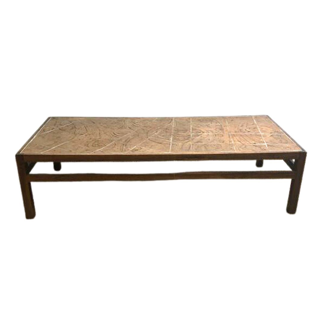 Mid Century Danish Rosewood and Stoneware Tile Coffee Table