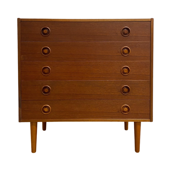 Mid Century Danish Teak Chest Of Five Drawers