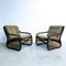 Mid Century European Bamboo And Canvas Sling Armchair