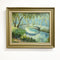 Mid Century Impressionist River Scene Acrylic Painting On Canvas