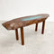 Mid Century Live Edge Coffee Side Table With Pond Under Glass