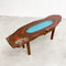 Mid Century Live Edge Coffee Side Table With Pond Under Glass