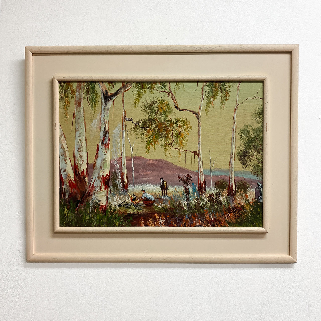 Mid Century Oil Painting-Framed Outback Scene 1