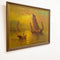 Mid Century Oil Painting of Harbour Scene with Junks