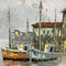 Vintage W.Jones Oil on Canvas Original Painting of Boats Harbour Side