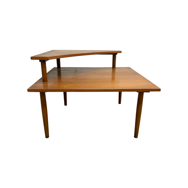 Mid Century Parker 2 Tier Teak Corner Coffee Table